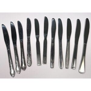 VTG Mixed Lot 11 Stainless Steel DINNER KNIVES Oneida NS Co Households Japan